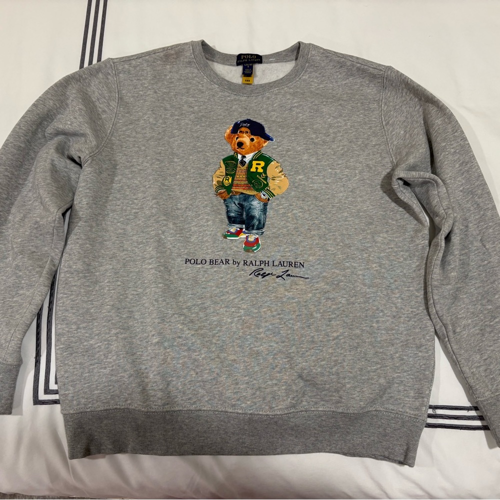 Polo by Ralph Lauren Gray Crewneck with Bear Graphic